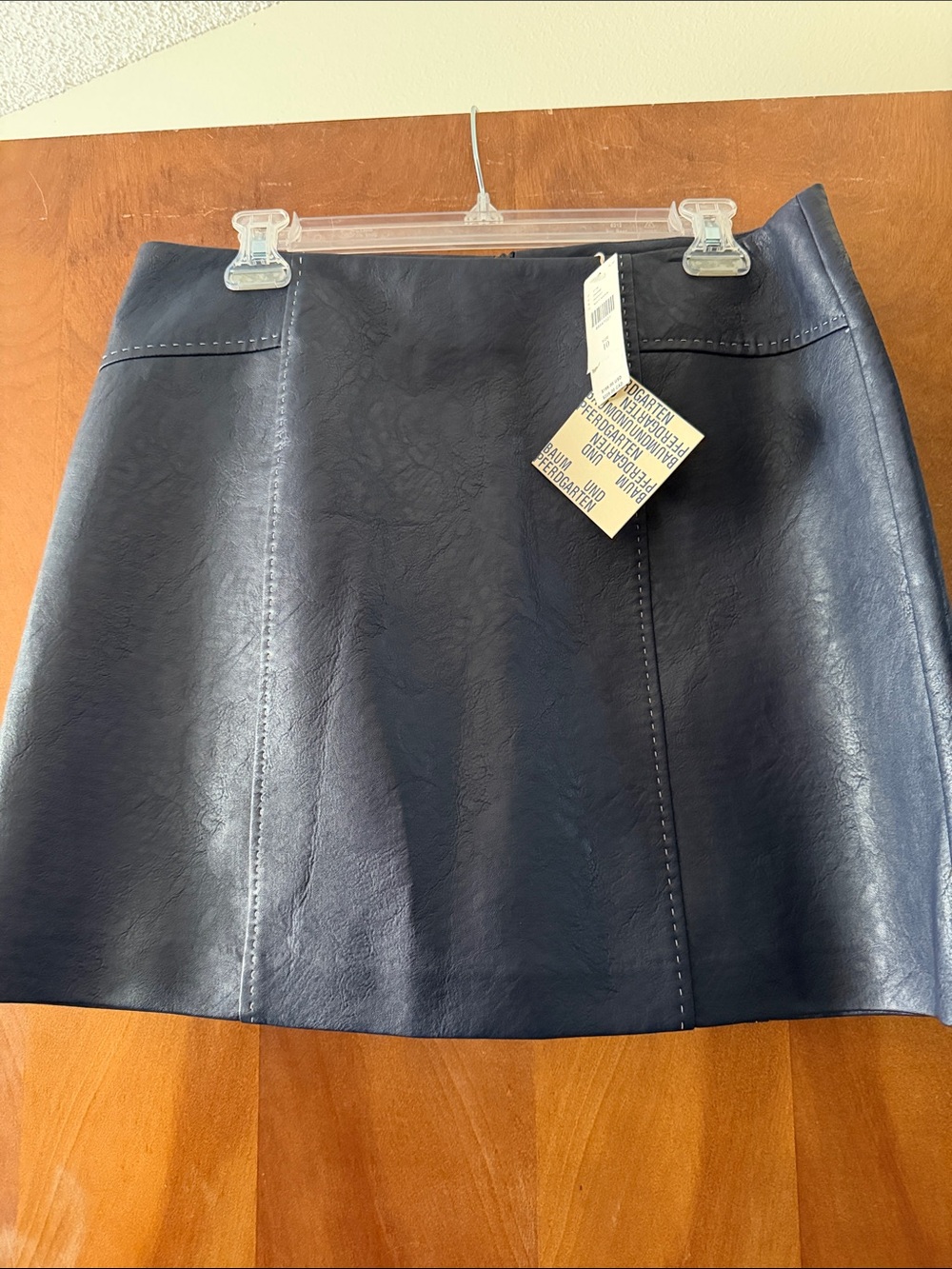 Faux-Leather Navy Mini Skirt
